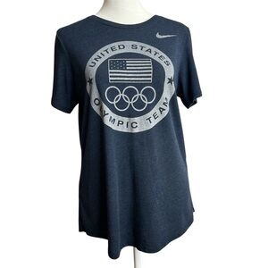 Nike USA Olympic Team Navy Blue Dri-Fit Athletic Tee Size Large